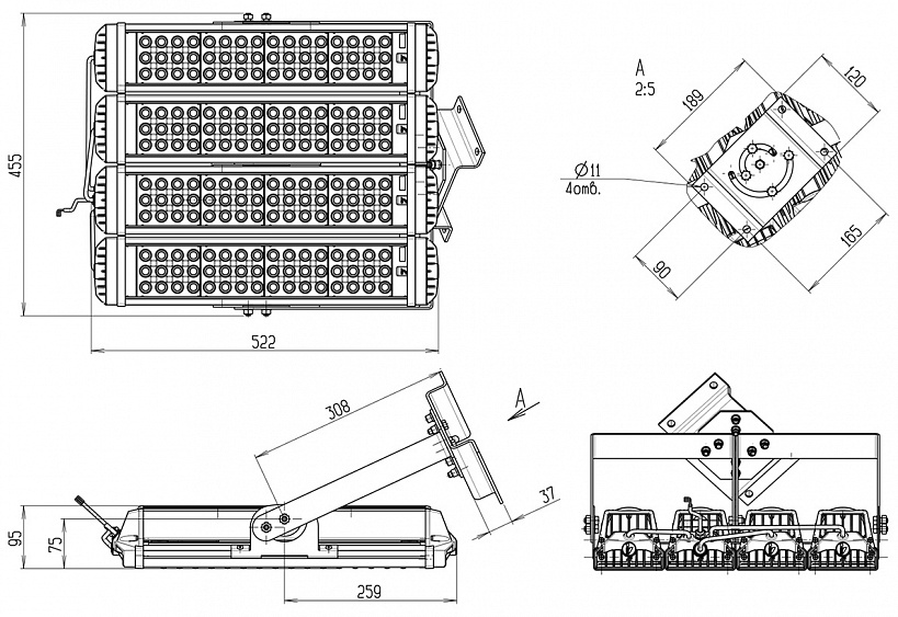 Industrial LED Luminaire 420W Quadruple (INDUSTRY.3)